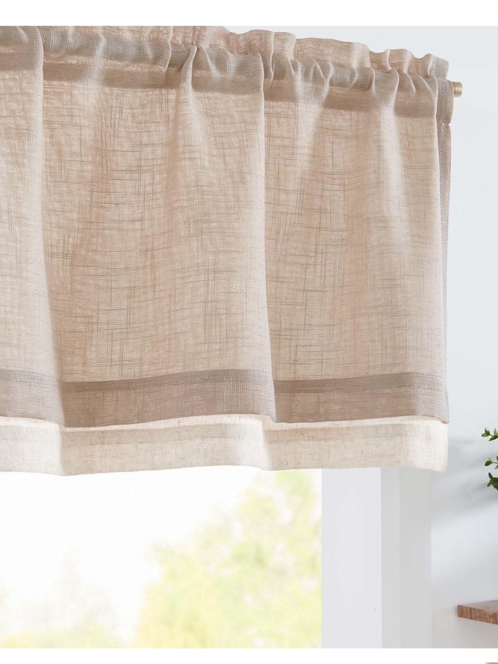 Linen Farmhouse Valences for Living Room Windows Rod Pocket 2 Panels BLUSH BEIGE